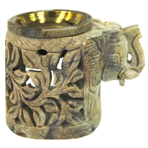 Аромалампа Слон 8см, камень, чаша с бронзовой вставкой L055-15