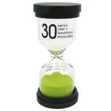 Песочные часы на 30 минут, зеленые, 10см, стекло, пластик M066-16-З