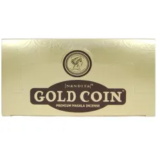 Благовония прямоугольные Nandita Gold Coin Золотая монета 15 грамм блок 12 штук