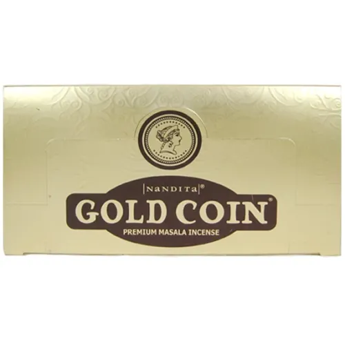 Благовония прямоугольные Nandita Gold Coin ЗОЛОТАЯ МОНЕТА 15 грамм блок 12 штук