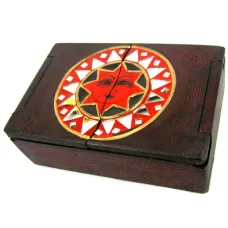 Шкатулка двустворчатая Солнце 18х12х6см дерево IN0277