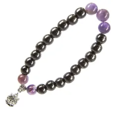 Браслет с подвеской на Мудрость (Сова) камень, 8мм BA060124