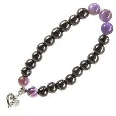 Браслет с подвеской на Любовь (Сердце) камень, 8 мм BA060080