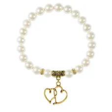 Браслет Два сердца (любовь и семейное счастье), майорка белая BSPP-01-2042
