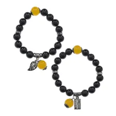 Браслет из агата в ассортименте, цвет черный BJBS-329-01