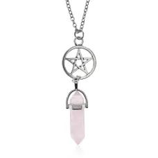 Кулон Пентаграмма с камнем Розовый кварц BJK305-02