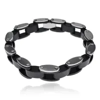 Мужской браслет Цепь с черными вставками, 21см BS579