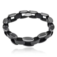 Мужской браслет Цепь с черными вставками, 21см BS579