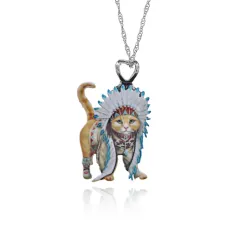 Кулон Кот-Индеец на цепочке, 33х25мм BJK321