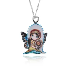Кулон Индианка с крыльями на цепочке, 35х30мм BJK322