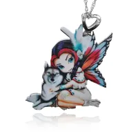 Кулон Фея животных на цепочке, 37х35мм BJK334