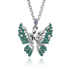 Кулон Бабочка на цепочке, цвет серебряный BJK341-02