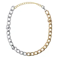 Колье Цепь серебряно-золотое, 7,5мм BUS056