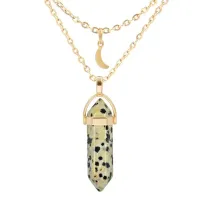 Кулон-маятник на цепочке с камнем Далматиновый агат BJK051-DA