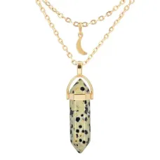 Кулон-маятник на цепочке с камнем Далматиновый агат BJK051-DA