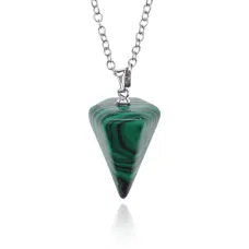 Кулон с синтетическим камнем Малахит, 21х19мм BJK315-04