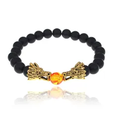 Браслет Дракон из камня Шунгит (синт.) 8мм BJBS-103-3
