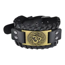 Кожаный браслет Ом, 4см, цвет черный BS595-05-B