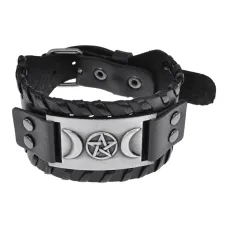 Кожаный браслет Звезда и Месяцы, 4см, цвет черный BS595-08-S