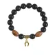 Браслет с Дзи и подвеской Подкова (на счастье), лава 10мм BSPD10-01-0018