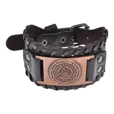Кожаный браслет Валькнут, 4 см, цвет коричневый BS604-02-C