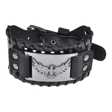 Кожаный браслет Орел, 4см, цвет черный BS604-03-S
