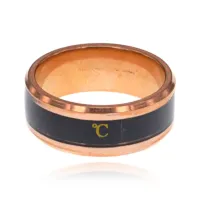 Термокольцо, цвет розовое золото/черный, размер 9 KL200-07