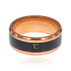 Термокольцо, цвет розовое золото/черный, размер 9 KL200-07