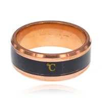 Термокольцо, цвет розовое золото/черный, размер 10 KL200-08
