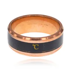 Термокольцо, цвет розовое золото/черный, размер 10 KL200-08