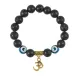 Браслет с фарфоровыми бусинами Дзи и подвеской Ом (защита, духовное развитие), лава 10мм BSPD10-02-0013