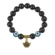 Браслет с фарфоровыми бусинами Дзи и подвеской Золотой слиток (на богатство), лава 10мм BSPD10-02-0058