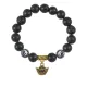 Браслет с фарфоровыми бусинами Инь-Ян и подвеской Золотой слиток (на богатство), лава 10мм BSPD10-03-0058