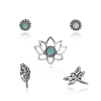 Набор из пяти пар серег, цвет серебряный SEN005