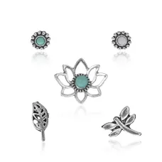 Набор из пяти пар серег, цвет серебряный SEN005