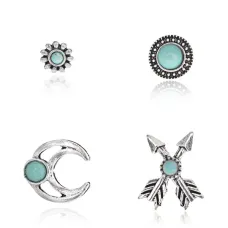 Набор из четырех пар серег, цвет серебряный SEN006