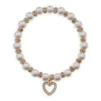 Браслет Сердце с жемчугом, 8мм BJBS-334-02