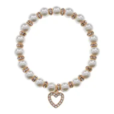 Браслет Сердце с жемчугом, 8мм BJBS-334-02