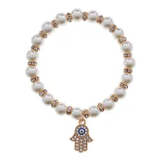 Браслет Хамса с жемчугом, 8мм BJBS-334-04