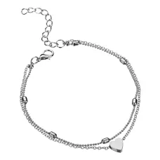 Браслет на ногу Сердце, цвет серебряный BS611-02