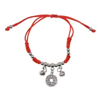 Браслет из красной нити Монета, 3мм BS594-02