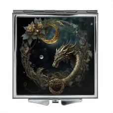 Складное зеркало квадратное Дракон и лунница ZER2-0245