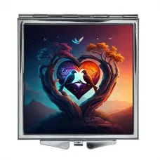 Складное зеркало квадратное Птицы ZER2-0308