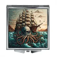 Складное зеркало квадратное Кракен и парусник ZER2-0318