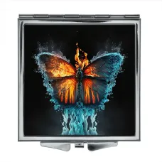 Складное зеркало квадратное Огонь и лед бабочка ZER2-0319