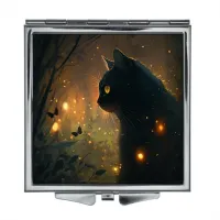 Складное зеркало квадратное Кошка и бабочки ZER2-0345