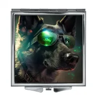 Складное зеркало квадратное Пес в очках ZER2-0368