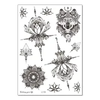 Временная татуировка Волк и Узоры, 21х15см TTLC-103