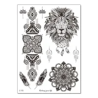 Временная татуировка Лев и Узоры, 21х15см TTLC-105