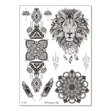 Временная татуировка Лев и Узоры, 21х15см TTLC-105